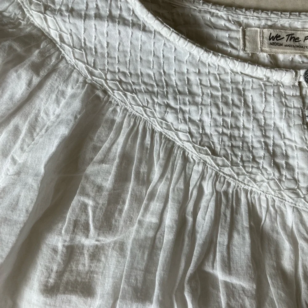 We the free peasant Cotton Button front Embroidered yoke‎ Loose Blouse